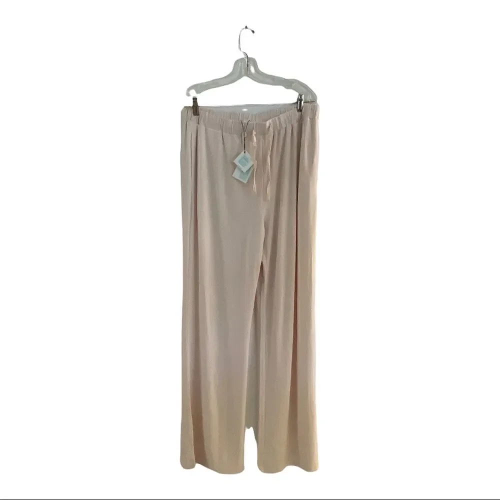 By Egreis Split Leg Wide Leg Pants Drawstring Waist NWT Size XL Pink